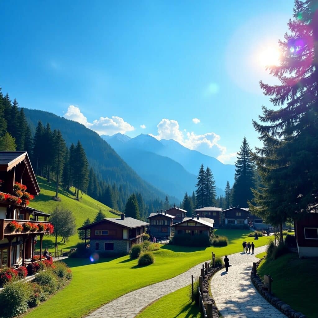 An image of the scene from Manali during summers
